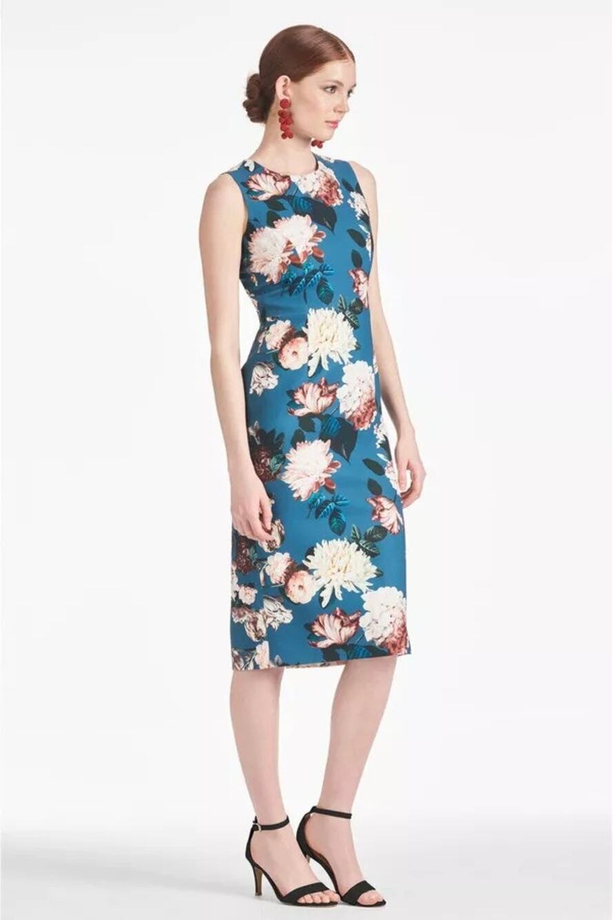 NWT Sachin & Babi Anna Teal Garden Printed Bows Sleeveless Cocktail Dress Size 2